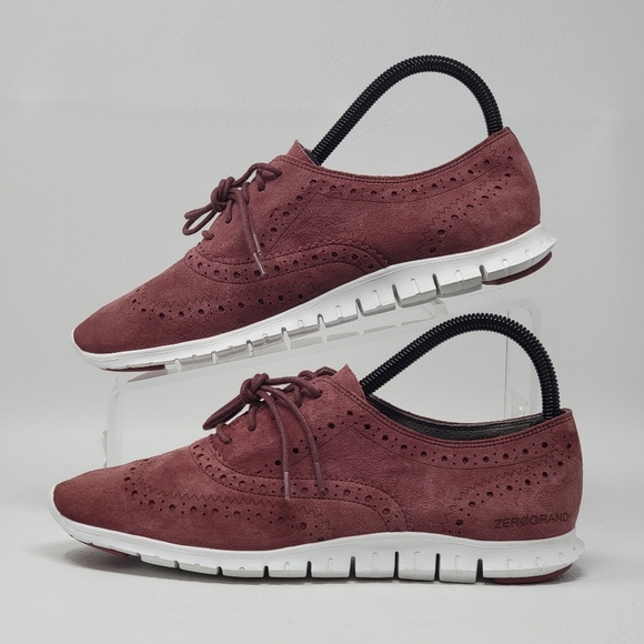 Cole Haan Women’s Size 8 B Zerogrand Suede Wingtip Oxfords Wild Ginger Pre-owned - Picture 3 of 10